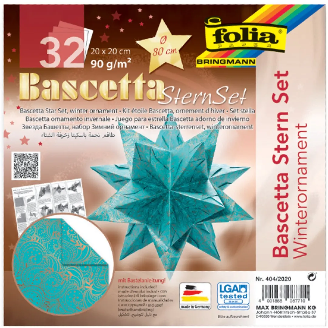 Folia Vouwbladen Bascetta-ster Rood 200x200mm - 32 Vel