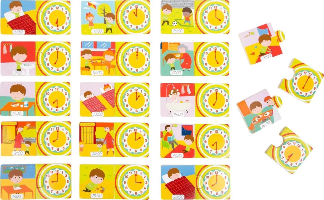 Small Foot Telling Time Learning Puzzle 2974 - Multicolor