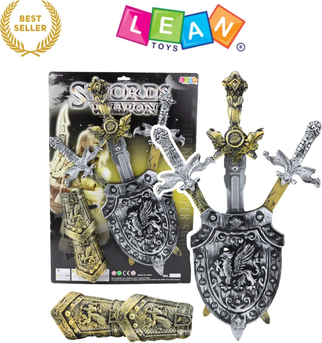 LEAN TOYS Ridder Speelgoedset 3 Zwaarden Schild