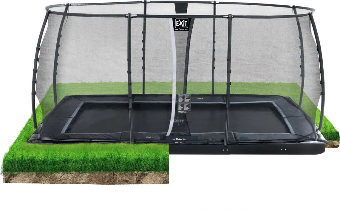 EXIT Dynamic Groundlevel Trampoline 458cm - Zwart