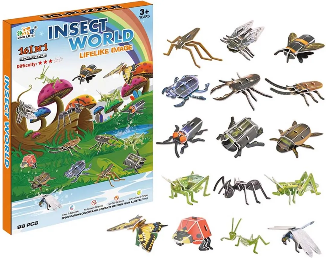 PIA Soft Toys 3D Puzzel Insecten 16-in-1