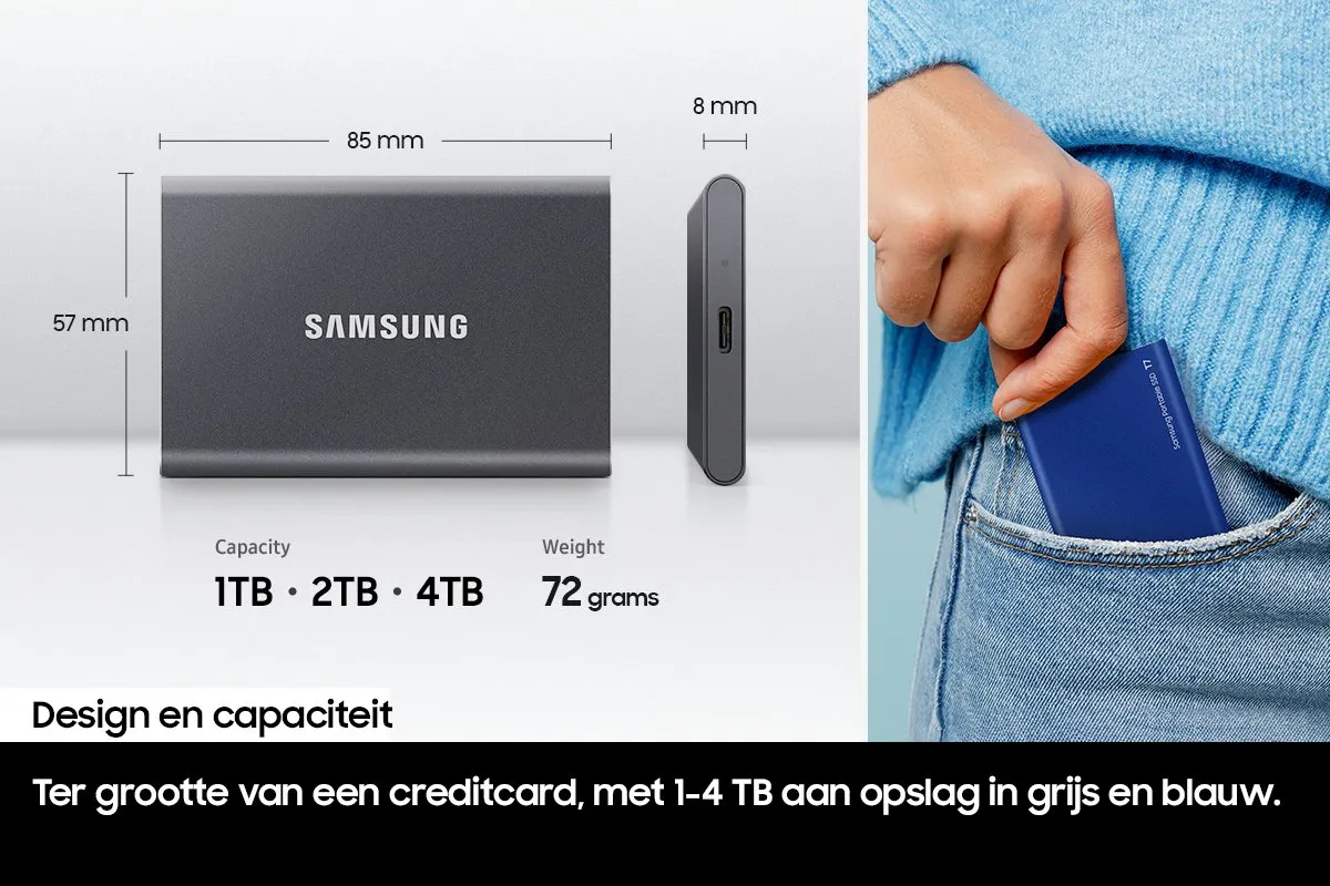 Samsung T7 Resurrected MU-PC4T0T/WW Externe SSD 4TB - Grijs