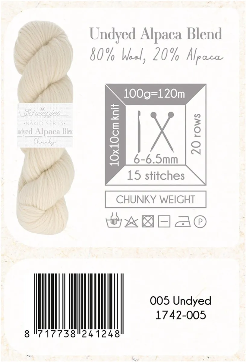 Scheepjes Nakid S. Undyed Alpaca Blend Chunky 5 Wit