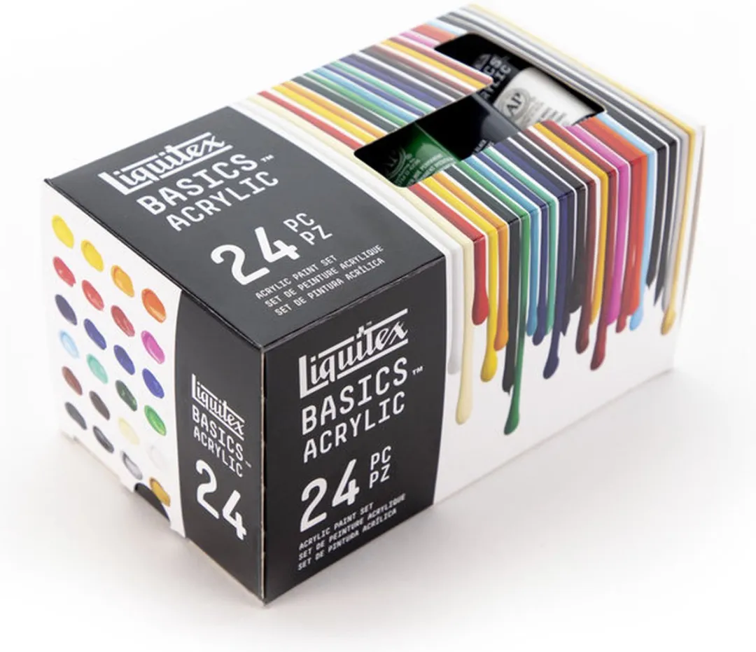 Liquitex 3699397 Basics Acrylverf Set – 24 x 22 ml Tubes | Lichtechte Acrylverf voor Kunstenaars | Middelmatige Viscositeit | Heldere Kleuren voor Schilderen, Canvas & Hobbyprojecten