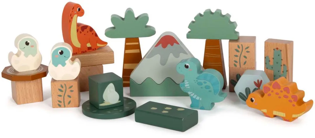 Small Foot Houten Bouwblokken Dino - 50 Stuks - Multicolor