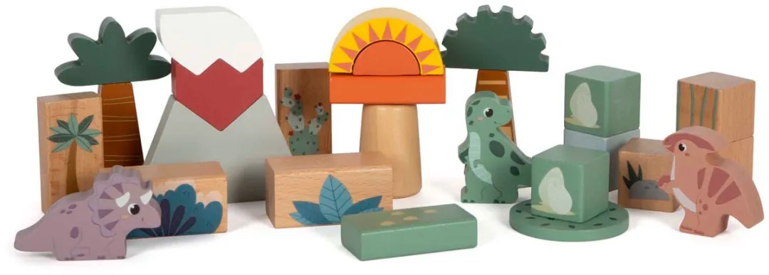 Small Foot Houten Bouwblokken Dino - 50 Stuks - Multicolor