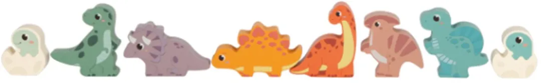 Small Foot Houten Bouwblokken Dino - 50 Stuks - Multicolor