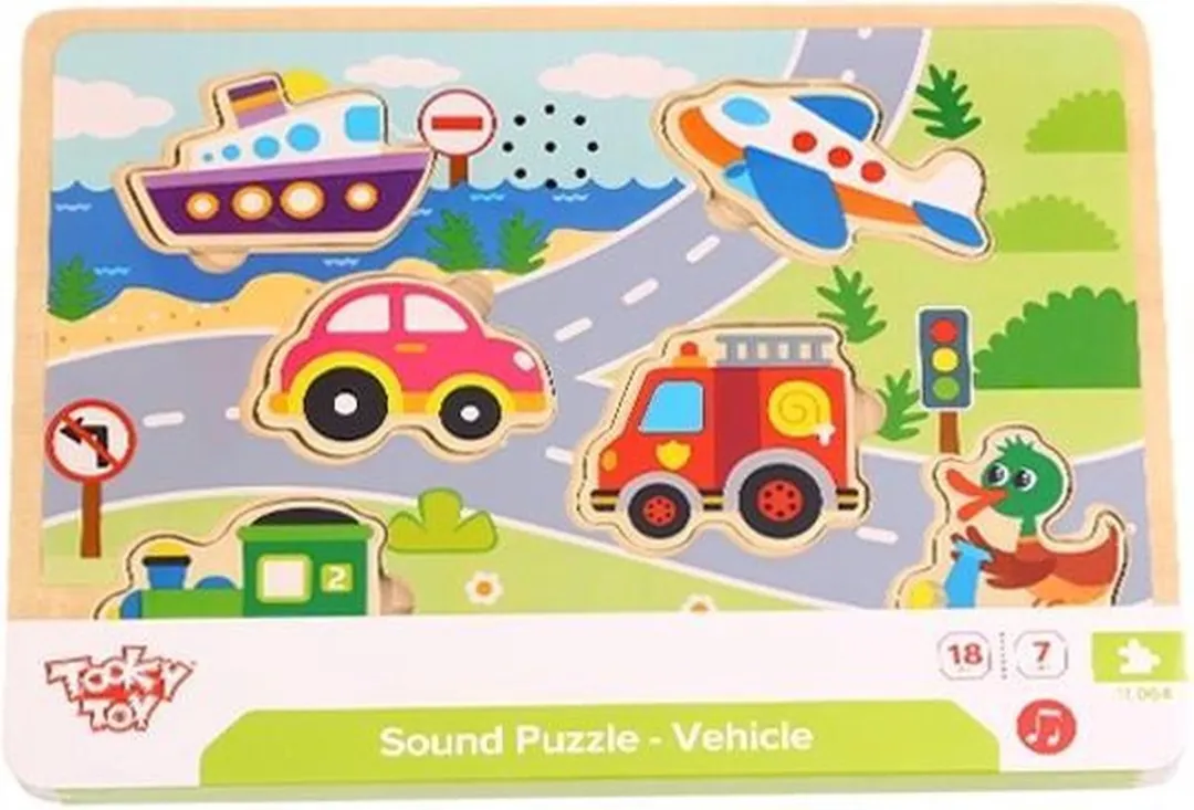 Tooky Toy TL064 Geluidspuzzel Voertuigen - 10 Stuks - Multicolor