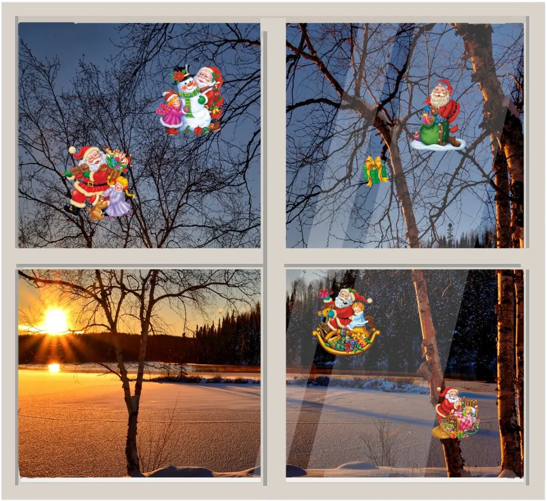 Anna's Collection Kerst Raamstickers Kerstman - 34x28cm - Multi