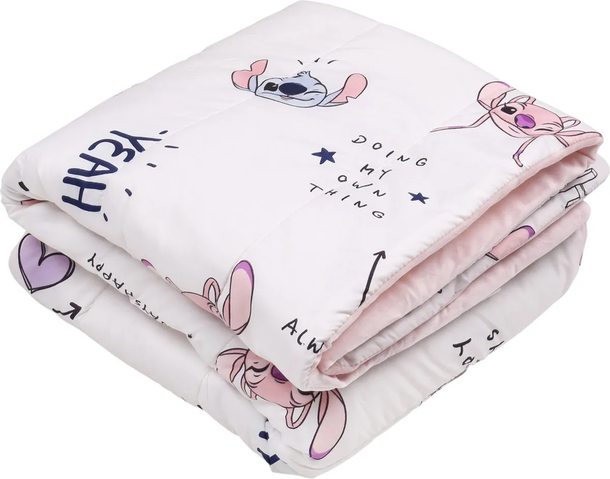 Disney Stitch Dekentje 120x150cm - Roze/Wit - afbeelding 4 van 5