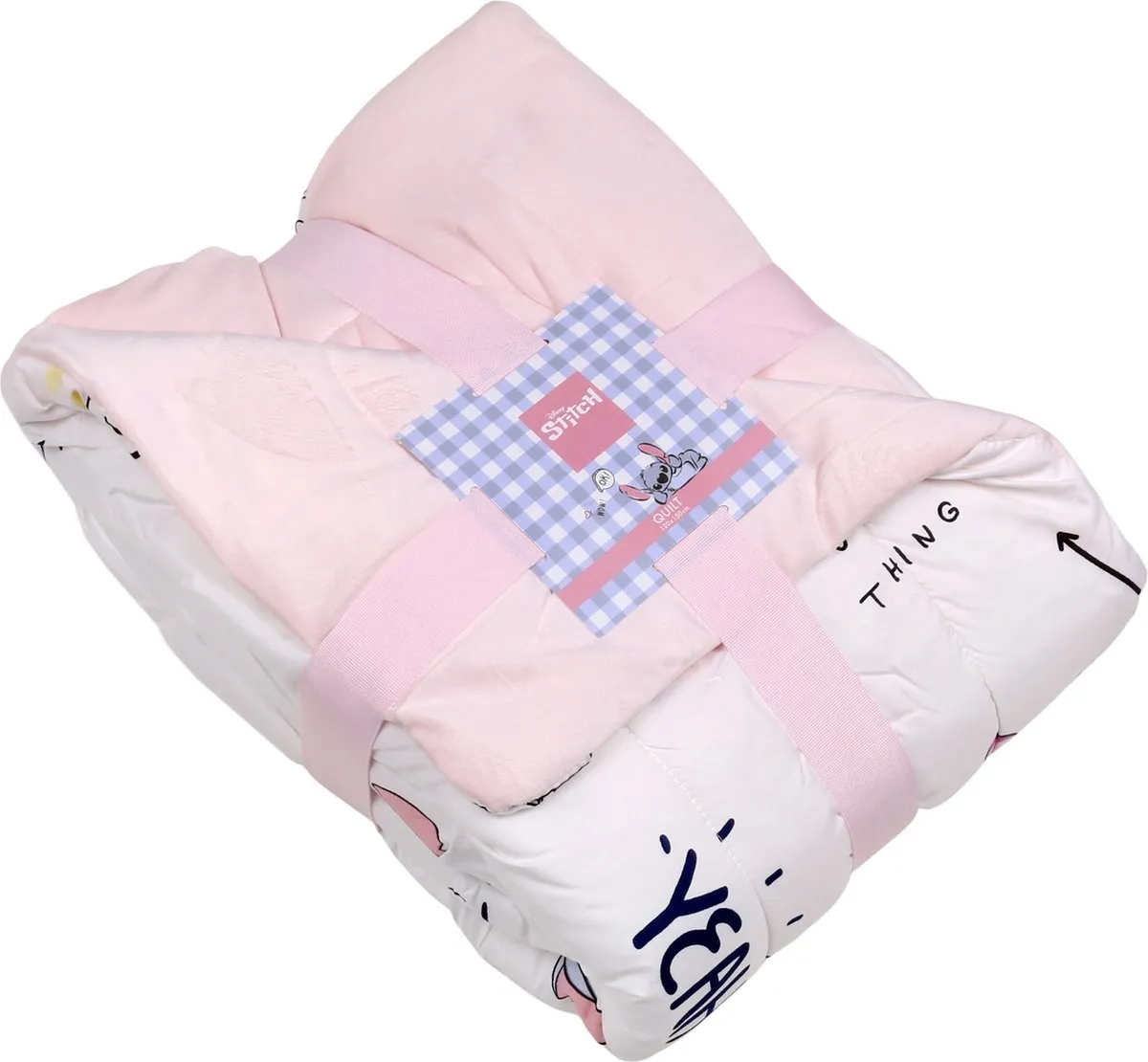 Disney Stitch Dekentje 120x150cm - Roze/Wit - afbeelding 2 van 5