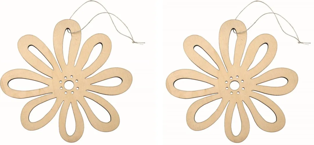 Glorex Hobby Houten Bloem Decoratie Hanger 17x16cm - Beige