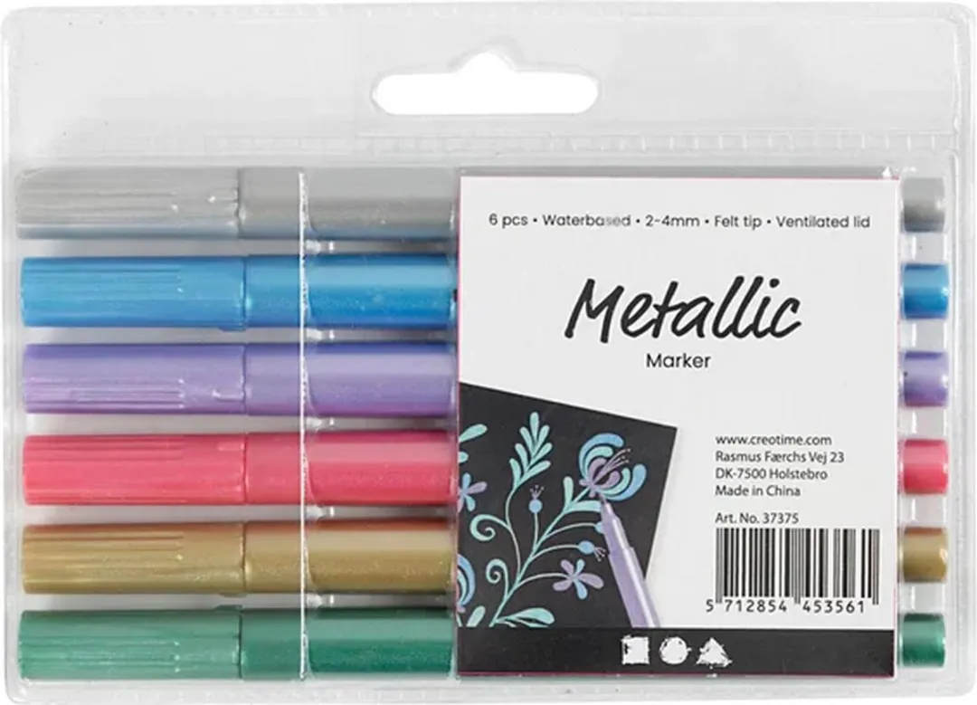 Creativ Company Metallic Markers - 6 Stuks - Divers