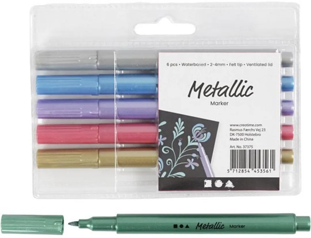 Creativ Company Metallic Markers - 6 Stuks - Divers