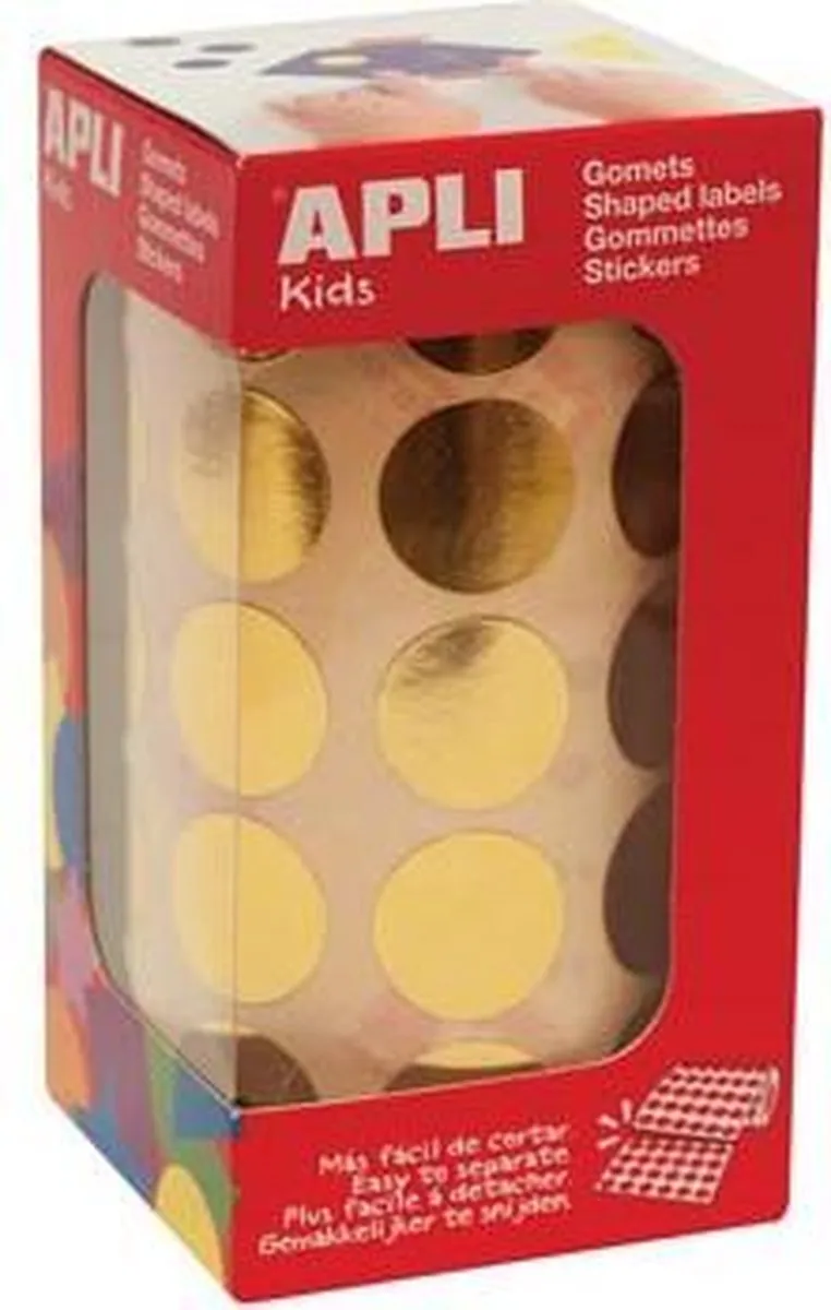 Apli Kids Stickers Op Rol - Cirkel Ø20mm - 1770 Stuks Metallic Goud