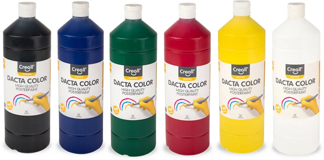Creall Dacta Color Premium Plakkaatverf - 6 Kleuren 1000ml - afbeelding 6 van 6
