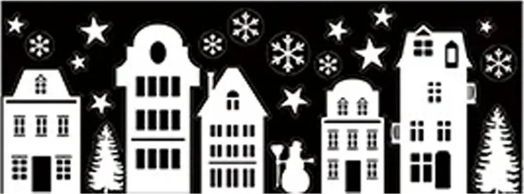 Anna's Collection Kerst Raamstickers Huisjes met Maan