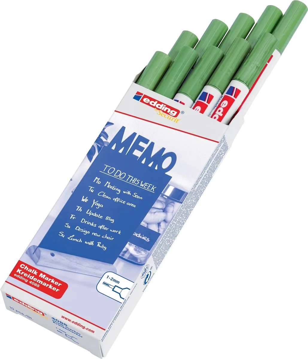 edding by Securit 4085 Krijtstift Groen Metallic - 10 Stuks
