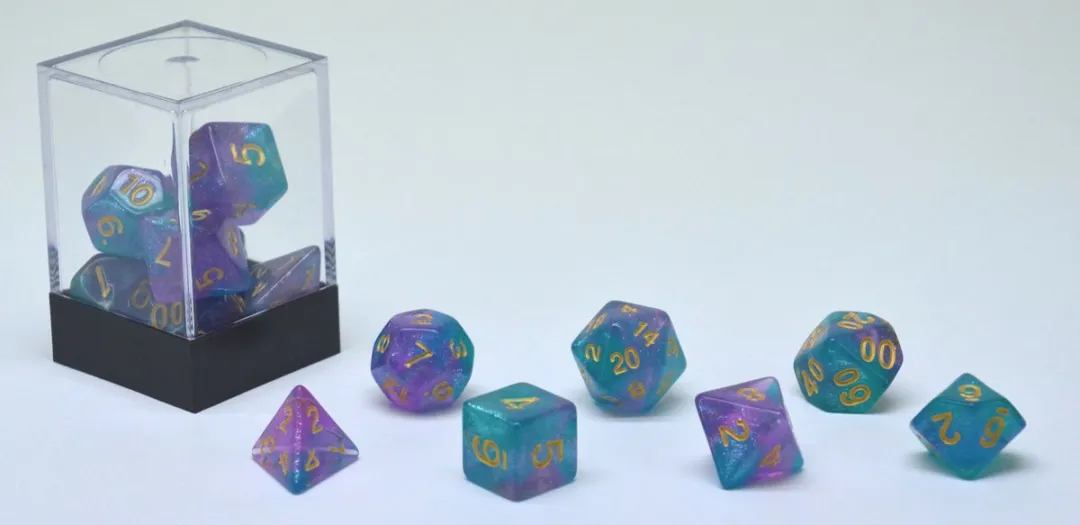 HOT Games Stardust Aqua Dobbelstenen Set - 7 Stuks - Paars