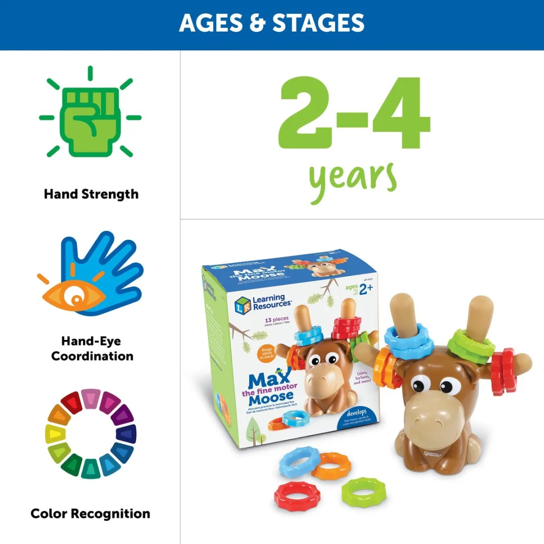 Learning Resources Max de Eland Educatief Spel - 12 Ringen - Meerkleurig