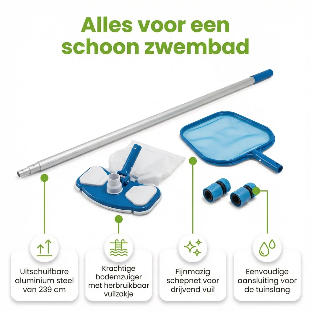 EXIT Rond Stone Frame Zwembad - 360 x 76 cm - Inclusief Pomp Afdekzeil - Schoonmaakset - Vloertegels - 7-delig