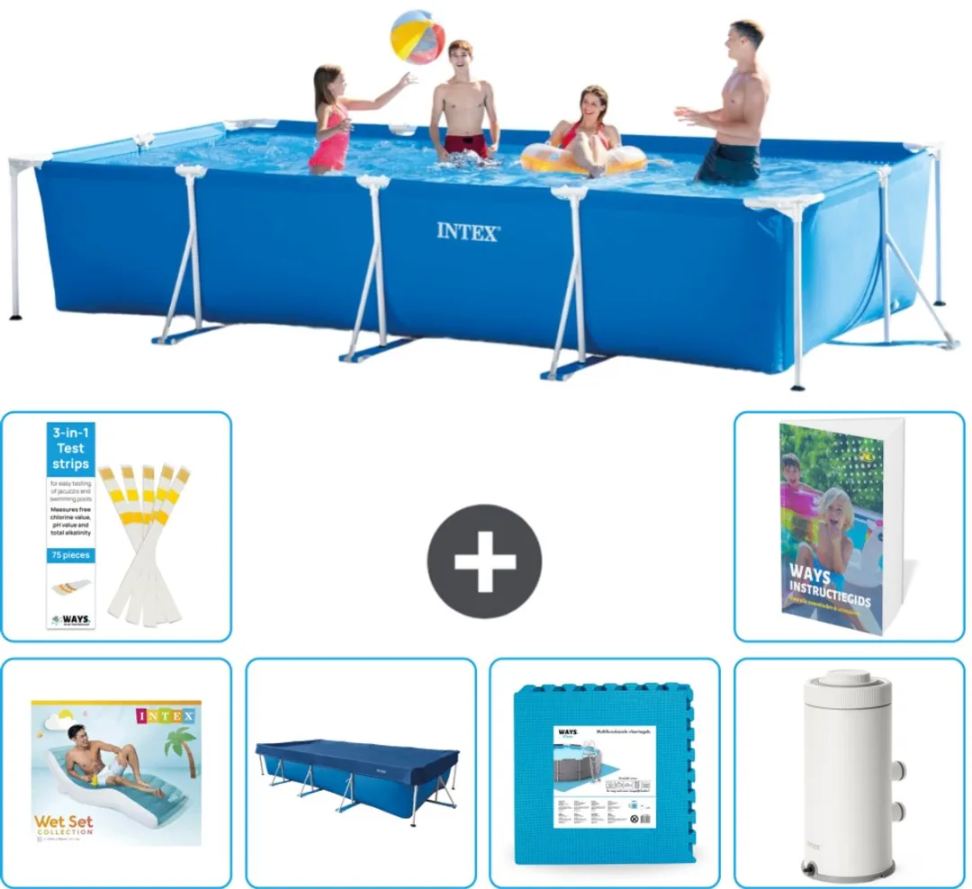 Intex Rechthoekig Frame Zwembad 450x220cm Blauw