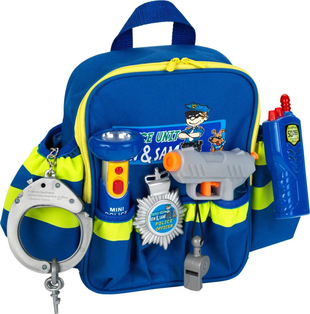 Klein Toys Politieagent Rugzak 28x25x8,5cm - Blauw/Geel