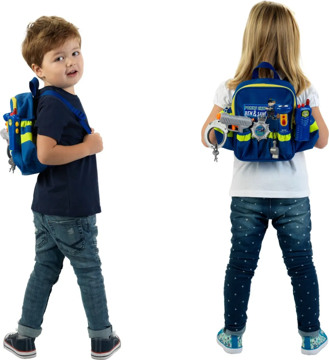 Klein Toys Politieagent Rugzak 28x25x8,5cm - Blauw/Geel
