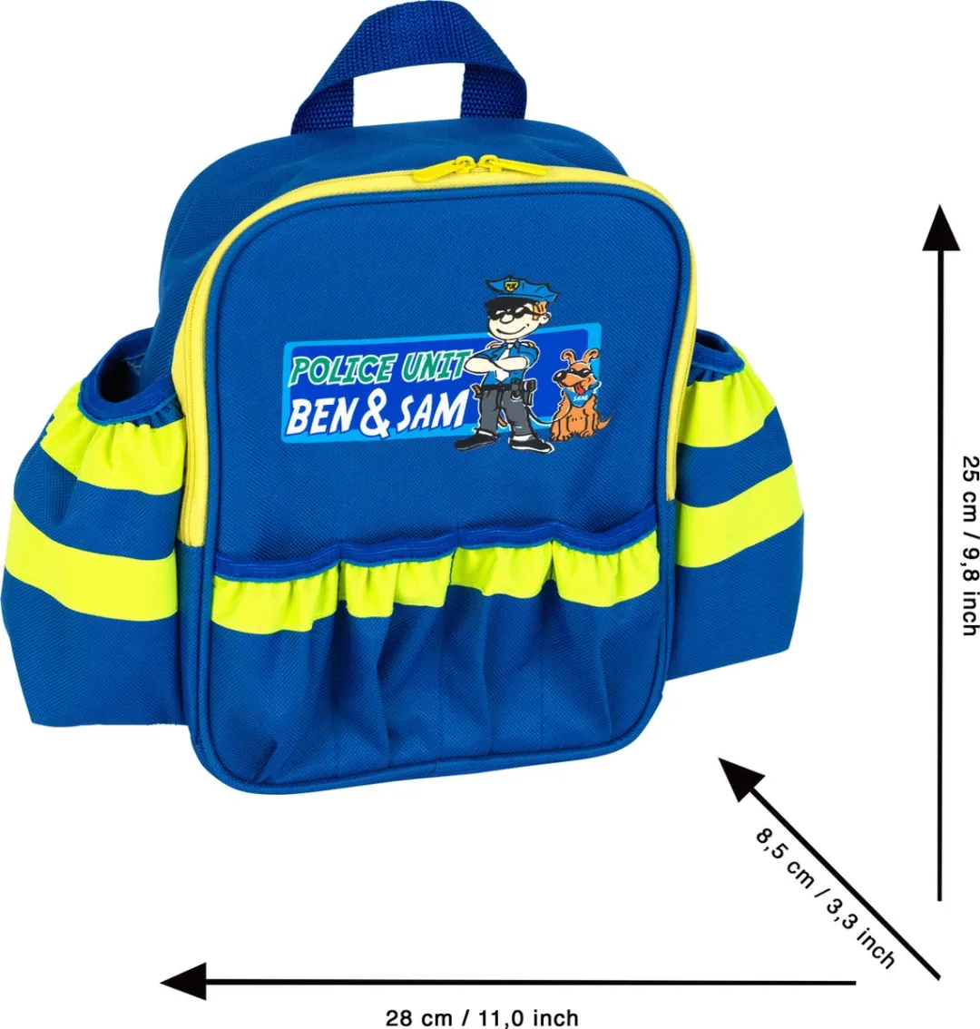 Klein Toys Politieagent Rugzak 28x25x8,5cm - Blauw/Geel