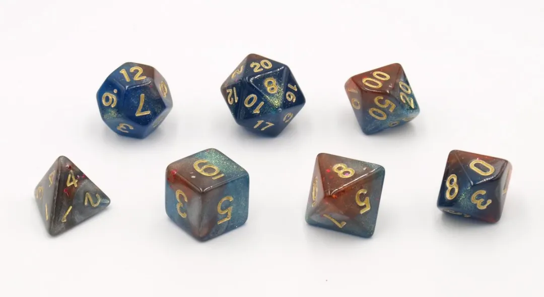 HOT Games Stardust Dobbelstenen Set - 7 Stuks - Blauw/Rood