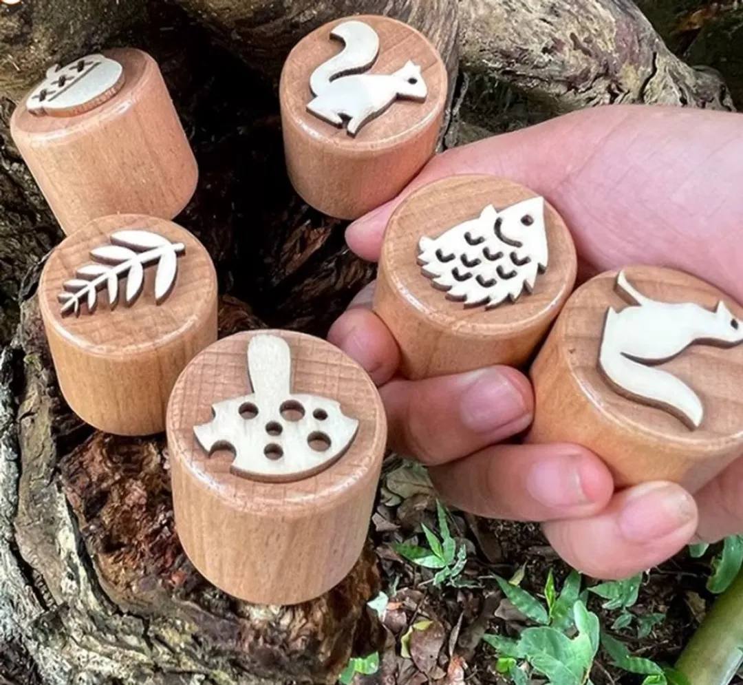 LiasToys Houten Stempel Set Het Bos - 6 Stuks
