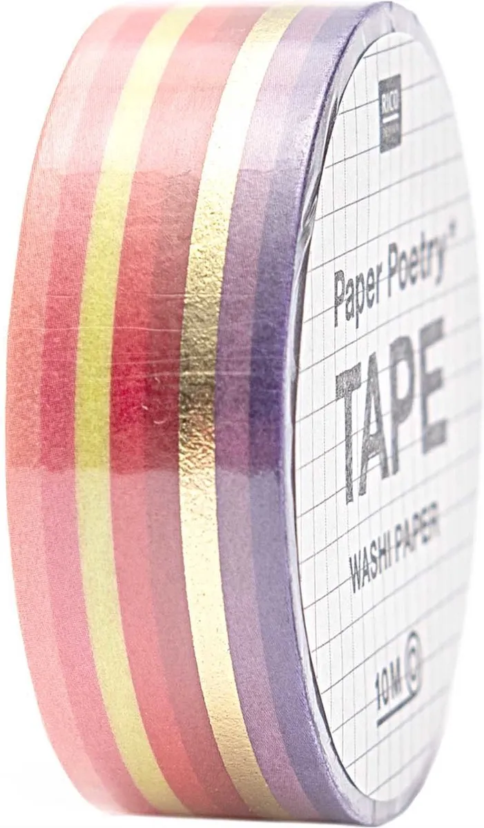 Rico Design Paper Poetry Tape 1,5cm 10m - Rood/Goud