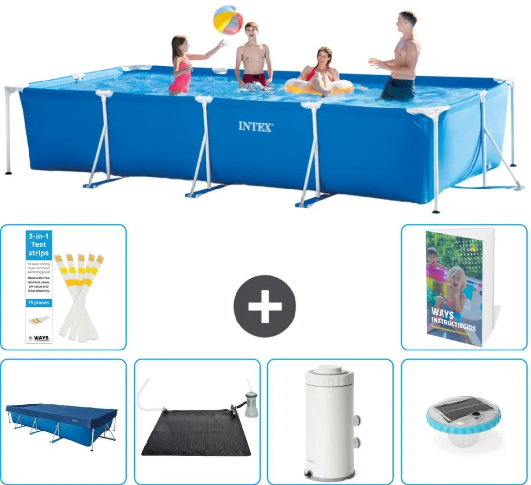 Intex Rechthoekig Frame Zwembad 450x220x84cm - Blauw - 7-delig