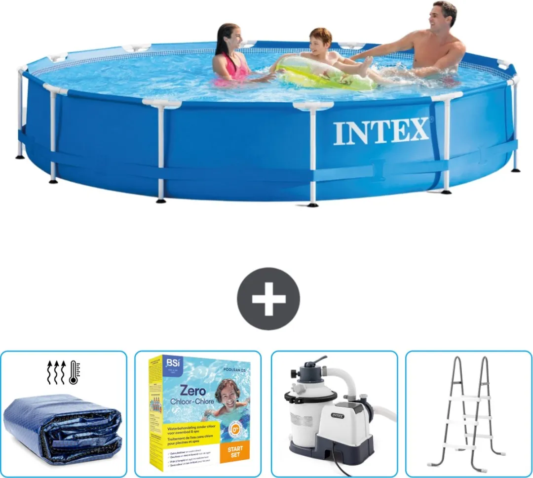 Intex 28210NP-Blauw Rond Frame Zwembad 366x76cm - Blauw