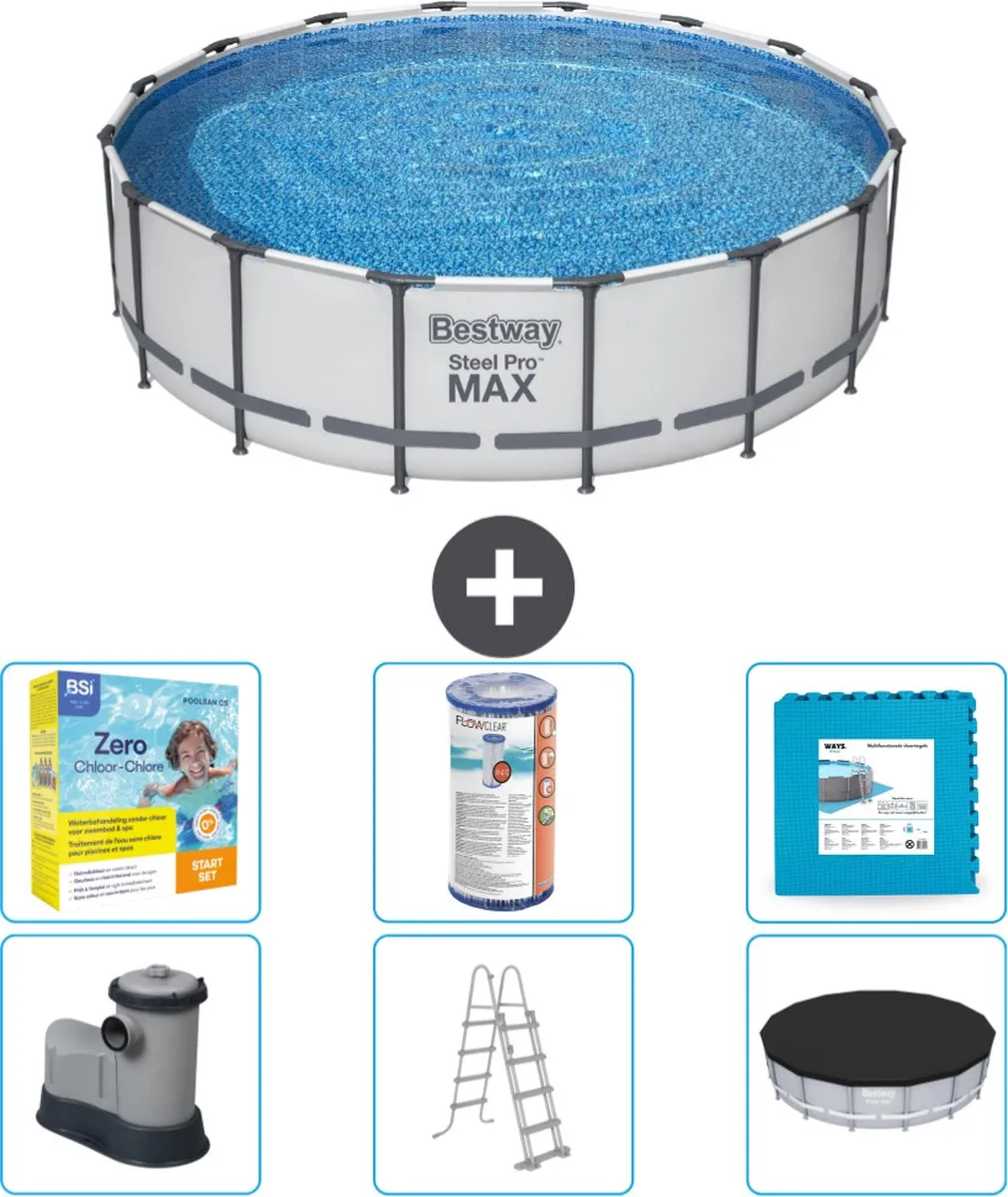 Bestway Steel Pro MAX Zwembad 488x122cm - Grijs