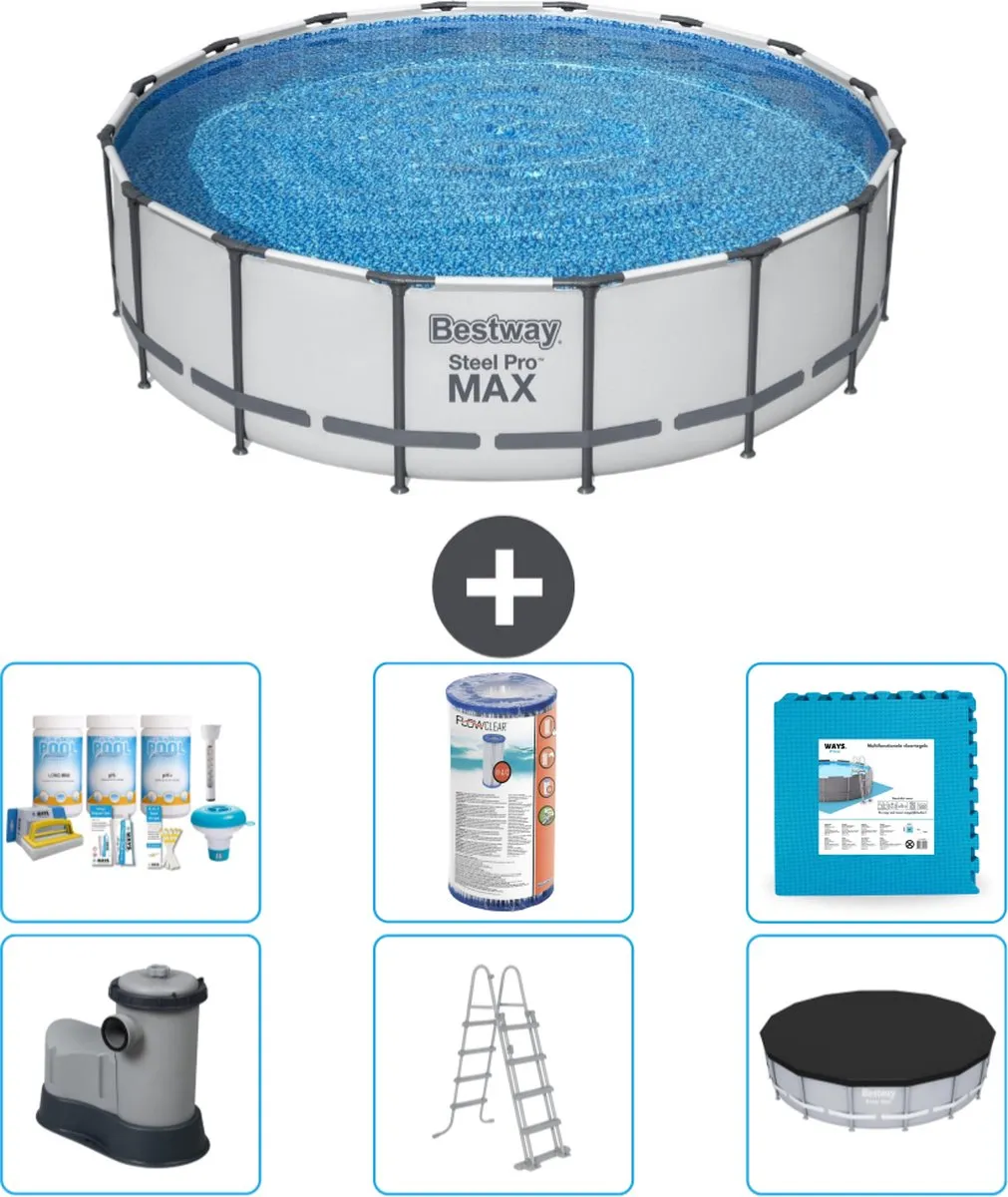 Bestway Steel Pro MAX Zwembad 488x122cm - Grijs
