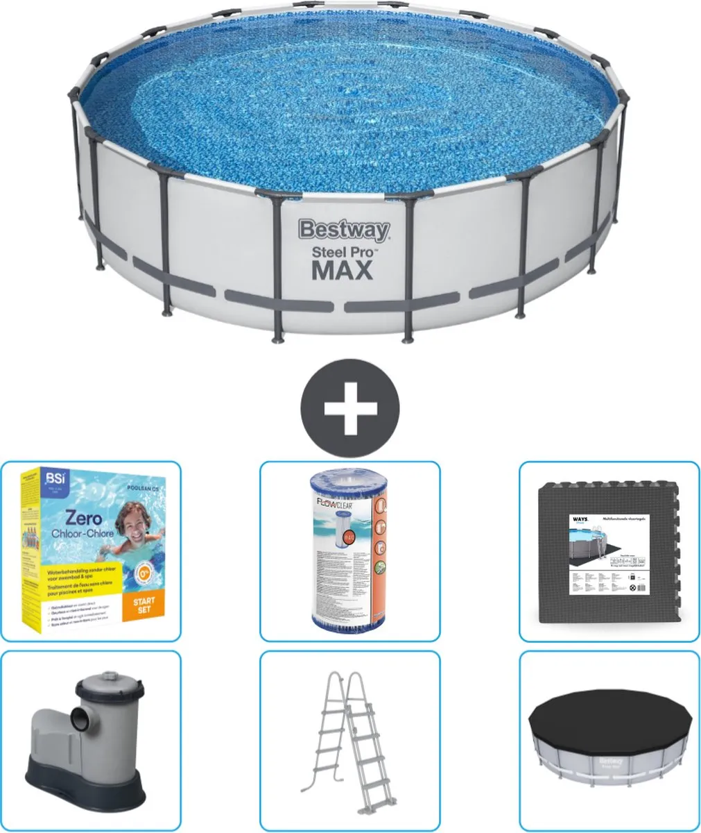 Bestway Steel Pro MAX Zwembad 488x122cm - Grijs