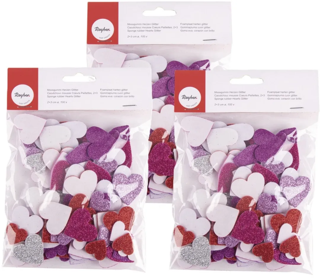 Rayher Knutsel Hartjes - Donkerroze - 300 Stuks
