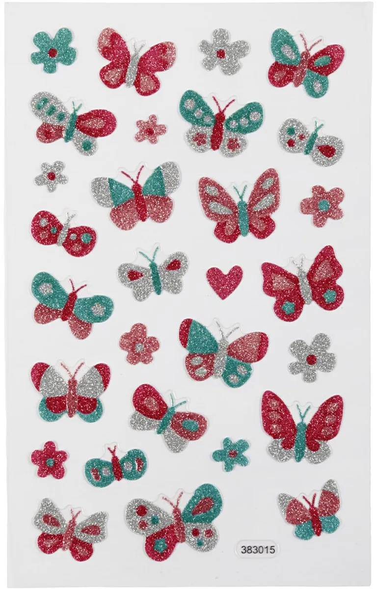 Creativ Company Glitter Vlinders Stickers - Meerkleurig - 10x16cm