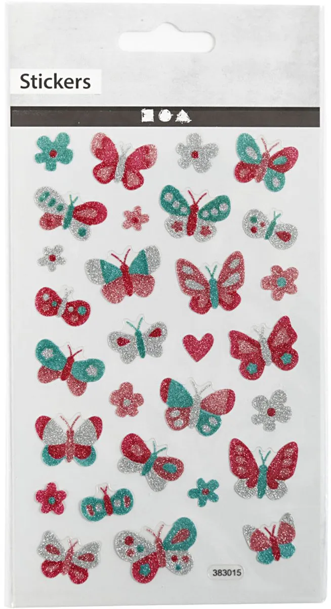 Creativ Company Glitter Vlinders Stickers - Meerkleurig - 10x16cm