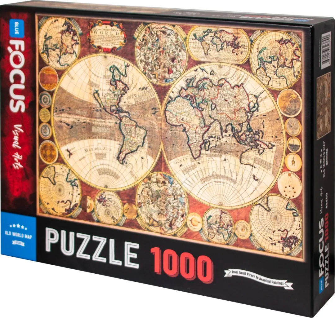 Blue Focus Games Historische Wereldkaart Puzzel 1000 Stuks BF389