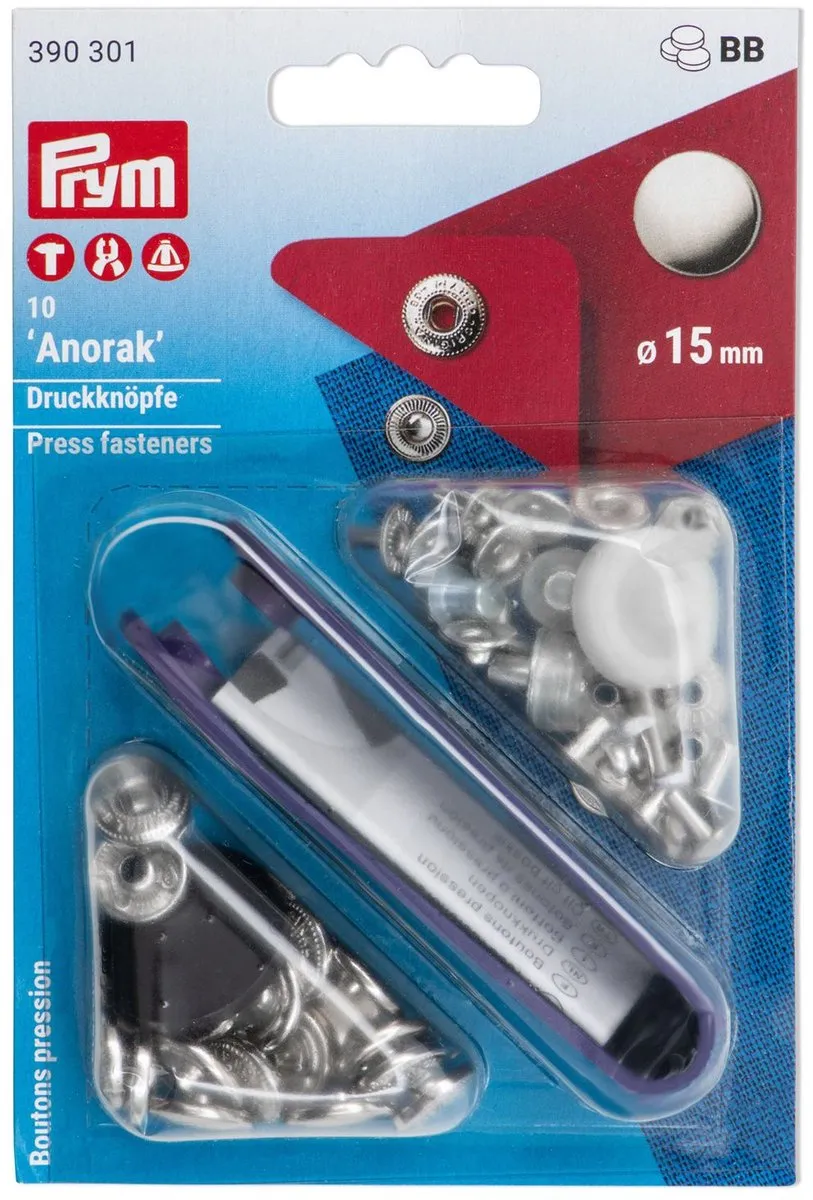 Prym Anorak 15mm Knopen - 10 Stuks - Zilver