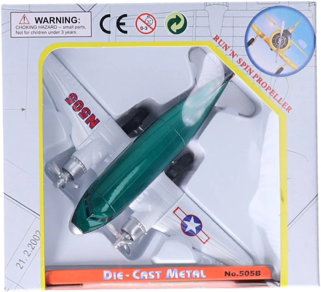 Goki Speelgoed Vliegtuig 12cm - Groen - Pull-back motor