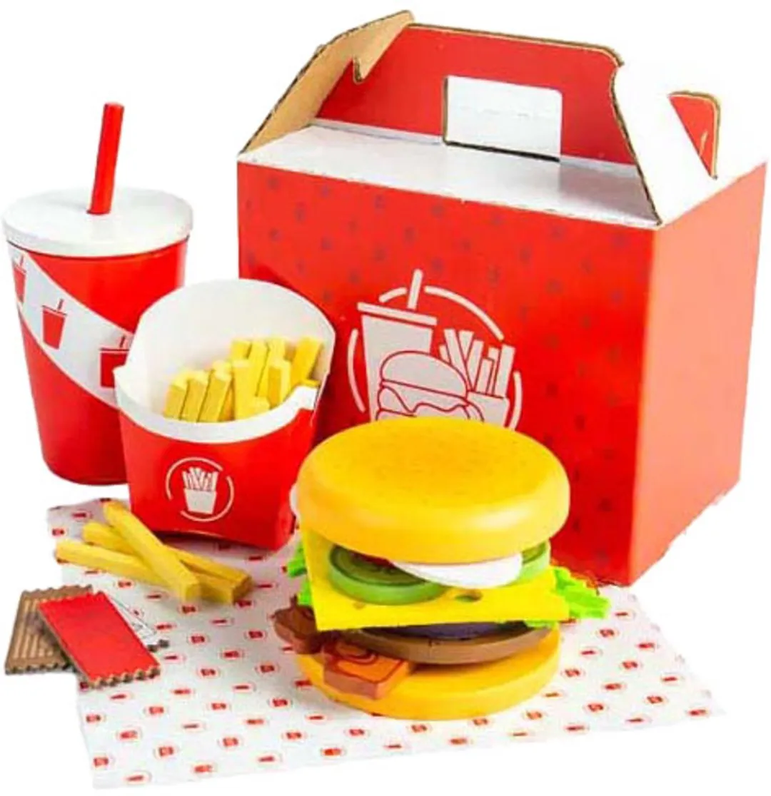 BIGJIGS Houten Burger- en Frietset - 48-delig - Multicolor