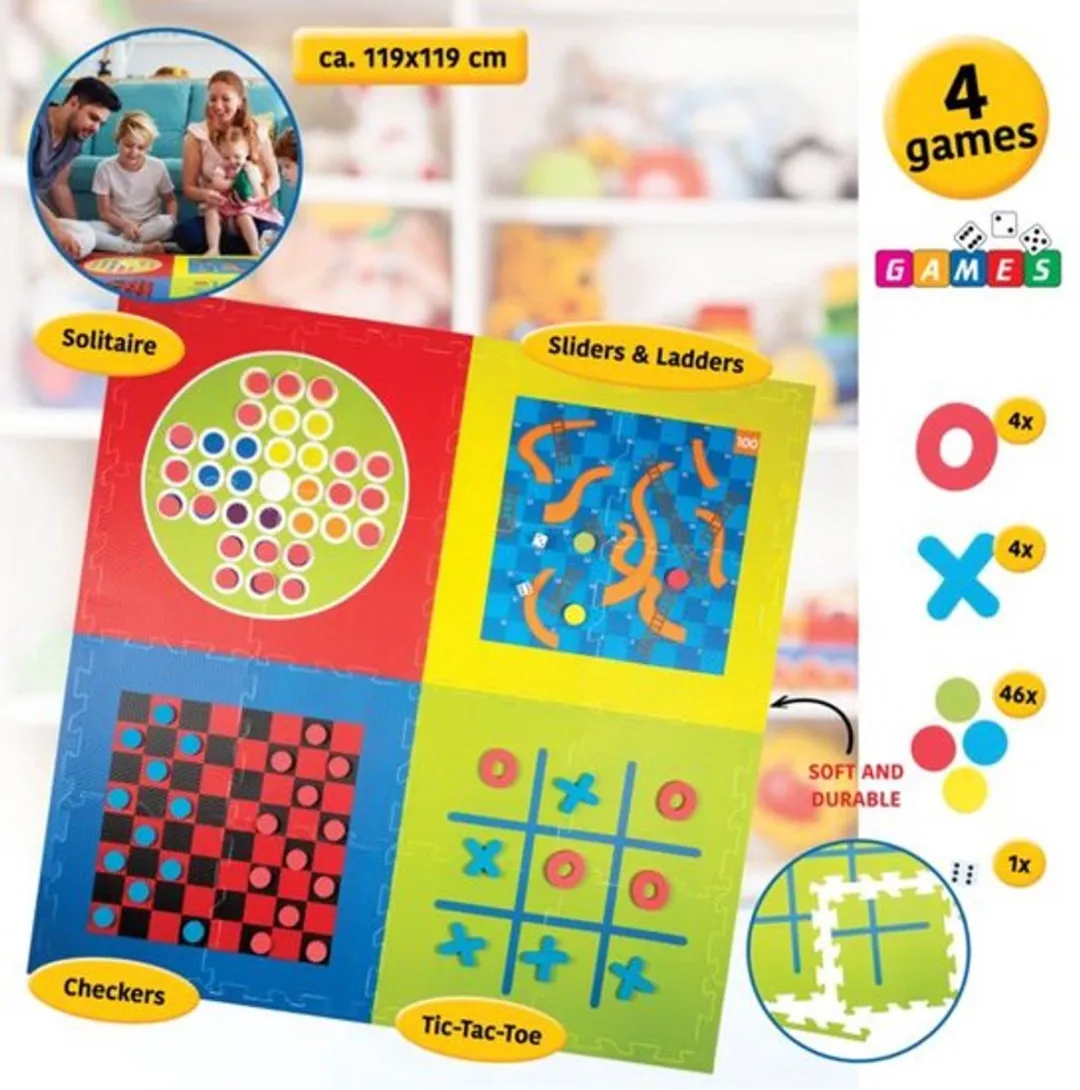 Lifetime Games Speelmat 4-in-1 - 119x119cm - 80 Onderdelen - Basiskleuren - afbeelding 6 van 6