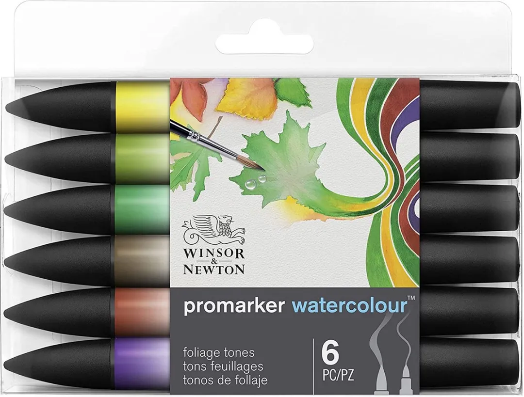 Winsor & Newton Watercolour Marker Basic Tones - 6 Stuks
