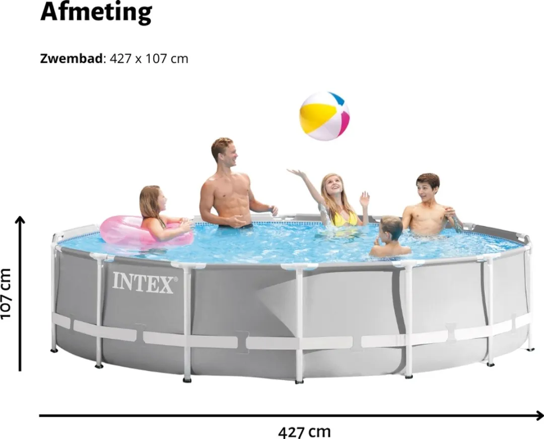 Intex Rond Prism Frame Zwembad 427x107cm - Grijs - afbeelding 6 van 6
