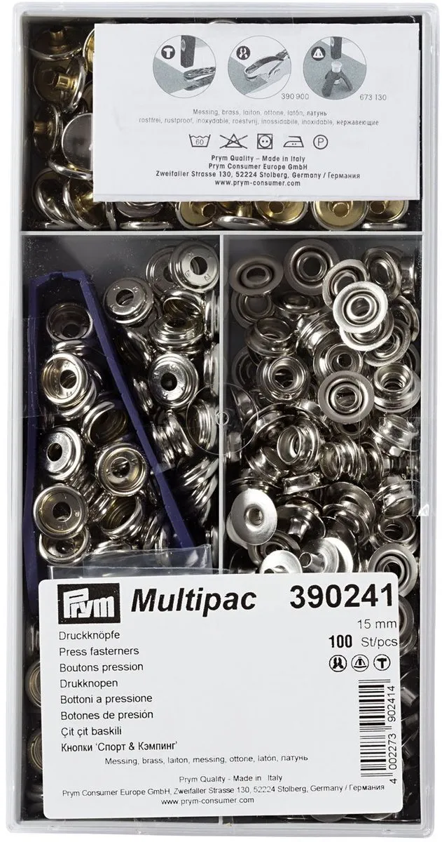Prym Naaivrijdrukknoop Sport Camping 15mm - 100 Stuks