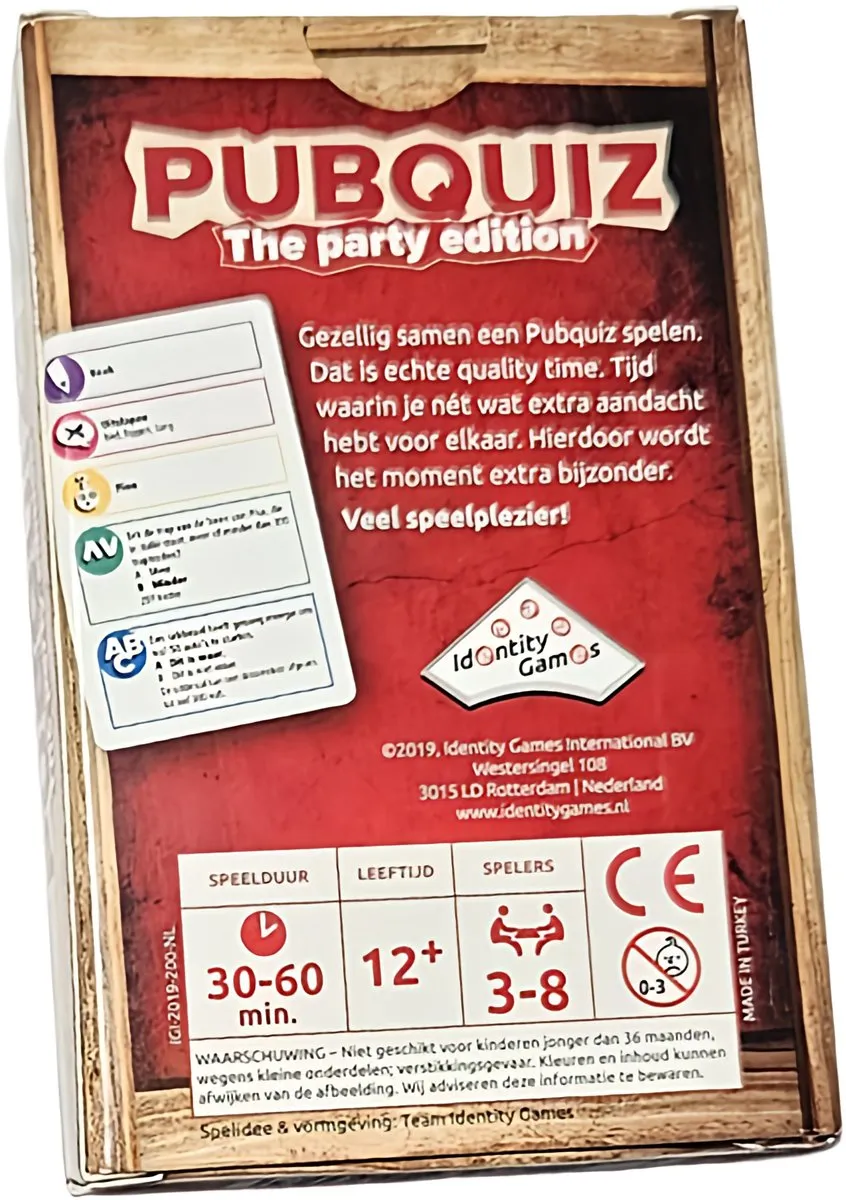 Identity Games Pub Quiz Party Editie - 3-8 Spelers
