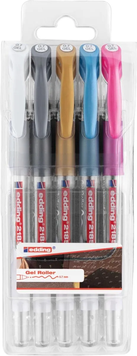 edding 2185/5S Gelpen Set - 5 Stuks - Metallic Kleuren